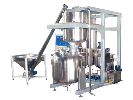 Dissolving and mixing unit with automatic weighing system